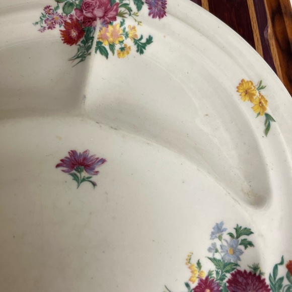 Gorgeous Vintage Restaurant 3 Section Plate Scammell Ivory Lamerton Made USA 10” - Picture 6 of 10